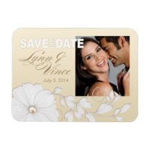 Pretty Embossed Posy Save the Date Rectangular Magnets