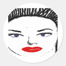 Pretty Female Faces Round Stickers