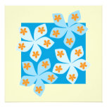 Pretty floral design, blue and cream. personalized announcement