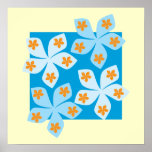 Pretty floral design, blue and cream. print
