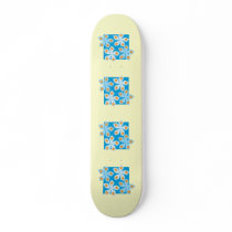 Pretty floral design, blue and cream. skateboard decks