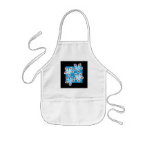 Pretty floral design, blue, red and black. aprons