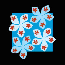 Pretty floral design, blue, red and black. photo sculptures