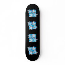 Pretty floral design, blue, red and black. skate board deck