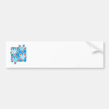 Pretty floral design, blue, red and white. bumper sticker