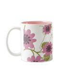 pretty floral pink and purple coffee mug