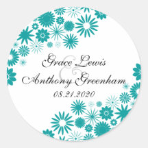 Pretty Florals Teal Stickers