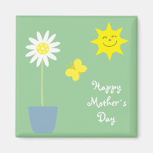 Pretty flower, butterfly & sun Mother´s Day magnet