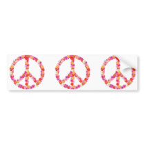 Pretty Flower Peace Sign Bumper Stickers