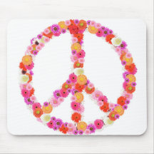 Pretty Flower Peace Sign Mouse Pads