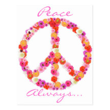 Pretty Flower Peace Sign Post Cards