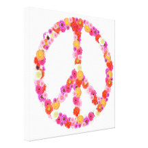 Pretty Flower Peace Sign Wrapped Canvas Stretched Canvas Print