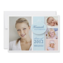 Pretty Girl 4 Photo in Blue Graduation Invitation