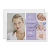 Pretty Girl 4 Photo in Lilac Graduation Invitation