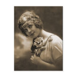 pretty girl with a rose post cards