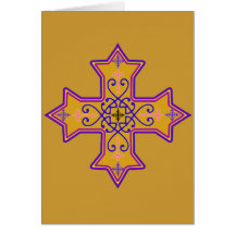 Pretty Gold and Pink Coptic Cross Greeting Cards
