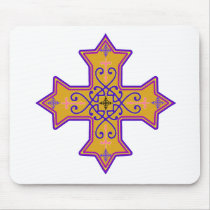 Pretty Gold and Pink Coptic Cross Mouse Pads