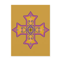 Pretty Gold and Pink Coptic Cross Post Cards