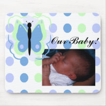 Pretty Green And Blue Butterfly Mousepad