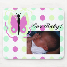 Pretty Green And Magenta Butterfly Mousepad