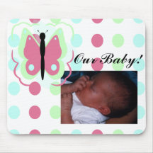 Pretty Green And Pink Butterfly Mousepad