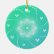 Pretty Green Christmas Ornament with Tiny Angels