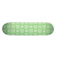 Pretty Green Flower Patchwork Quilt Pattern Custom Skateboard