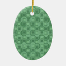 Pretty Green Squares Retro Pattern Gifts Ornaments