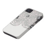 pretty heart pink damask on washed black iphone 4 case