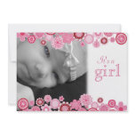 Pretty in Pink Baby Girl Birth Photo Announcement