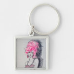 Pretty in Pink Hair, prom graduation fashion girl Keychains