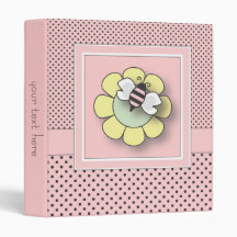 Pretty in Pink Polka Dot Girly Bumble Bee Binder