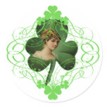 Pretty Irish Lady Round Stickers