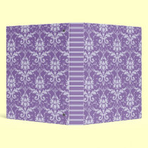 Pretty Lavendar Damask and Stripe Binder binders