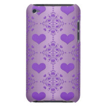 Pretty Lavender Purple Hearts Damask iPod Touch Cover