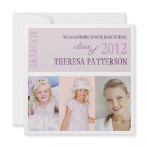 Pretty Lilac Purple Photo Collage Graduation Party Personalized Invitations