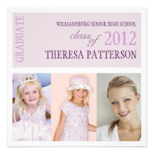 Pretty Lilac Purple Photo Collage Graduation Party Personalized Invitations