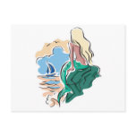 pretty mermaid sitting on rock post cards