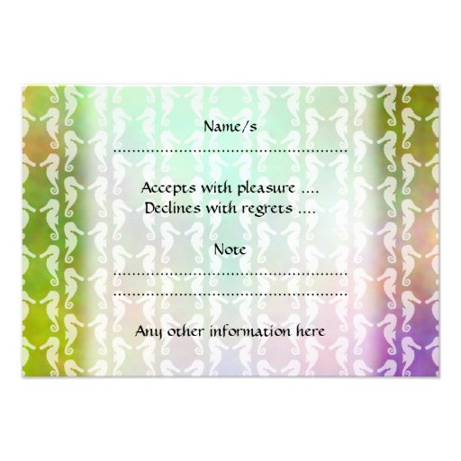 Pretty Multicolor Seahorse Pattern Design Custom Invites