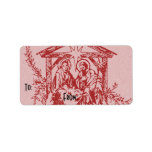 pretty nativity red personalized address label