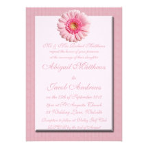 Pretty Pale Pink Gerbera Flower Wedding Invitation