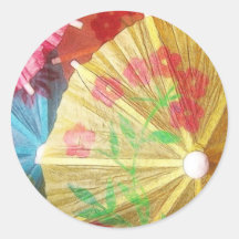 Pretty Party Parasols Round Sticker