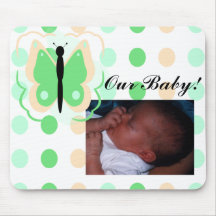 Pretty Peach And Green Butterfly Mousepad