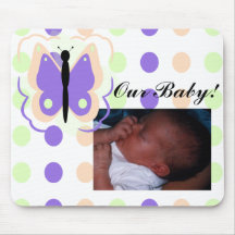 Pretty Peach And Purple Butterfly Mousepad