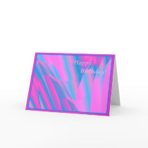 Pretty pink and blue abstract birthday card cards