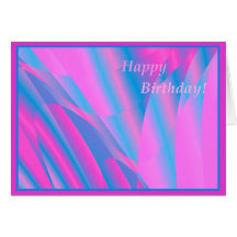 Pretty pink and blue abstract birthday card