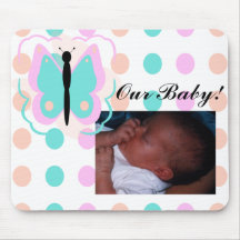 Pretty Pink And Cyan Butterfly Mousepad