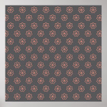 Pretty Pink and Dark Grey Flower Pattern Poster