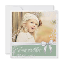 Pretty Pink and Green Birthday Party Invitation