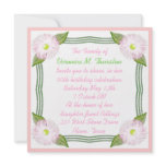 Pretty Pink and Green Floral Birthday Invitation